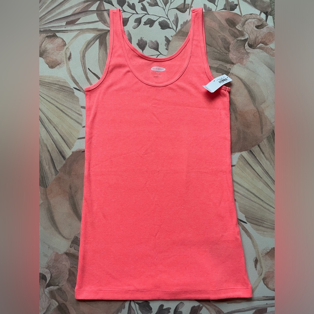 NWT Old Navy Slim Fit Neon Orange Pink Tank Top